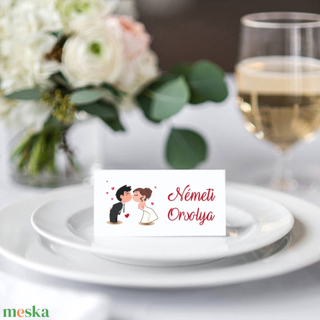 Csókolózó pár esküvői ültetőkártya - esküvő - meghívó & kártya - ültetési rend - Meska.hu