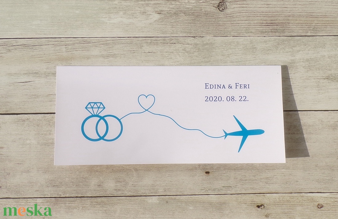 Esküvői pénzátadó boríték, esküvői gratuláció, repülőjegy, beszállókártya mintával - esküvő - emlék & ajándék - nászajándék - Meska.hu