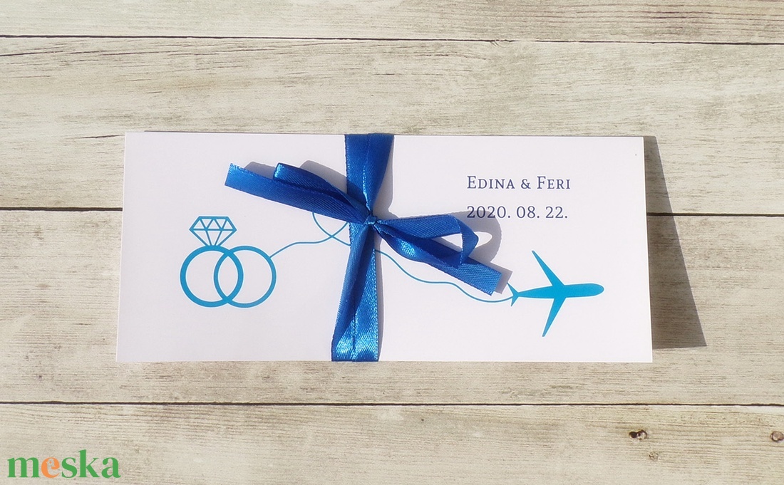 Esküvői pénzátadó boríték, esküvői gratuláció, repülőjegy, beszállókártya mintával - esküvő - emlék & ajándék - nászajándék - Meska.hu