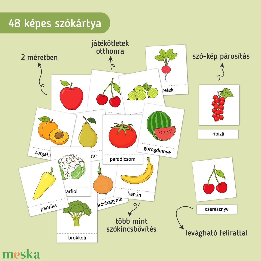 Zöldség-gyümölcs felfedező csomag - játék & sport - készségfejlesztő és logikai játék - oktató játékok - Meska.hu