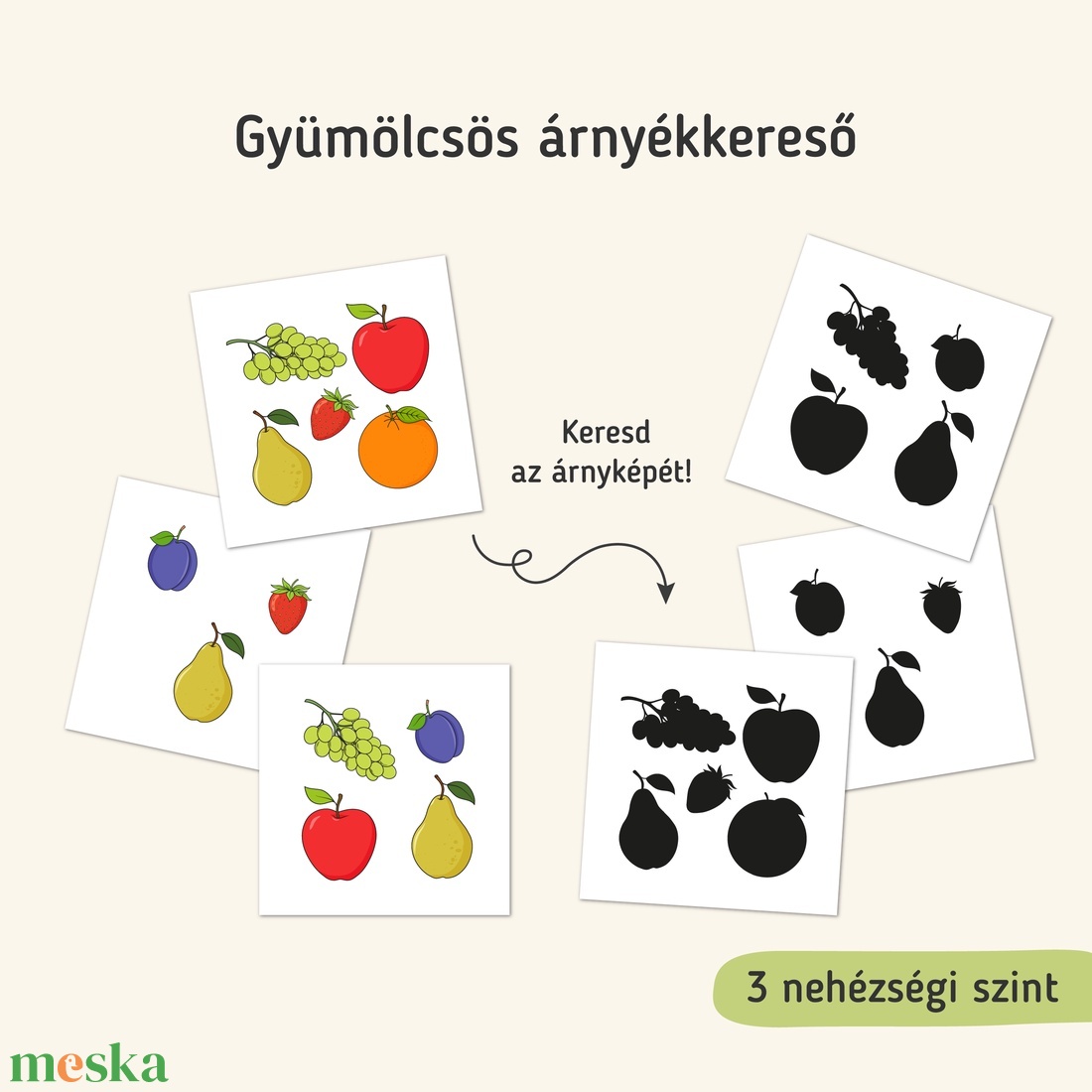 Mit visz a kisegér? � Gyümölcskereső és árnyékkereső kártyajáték - játék & sport - készségfejlesztő és logikai játék - oktató játékok - Meska.hu