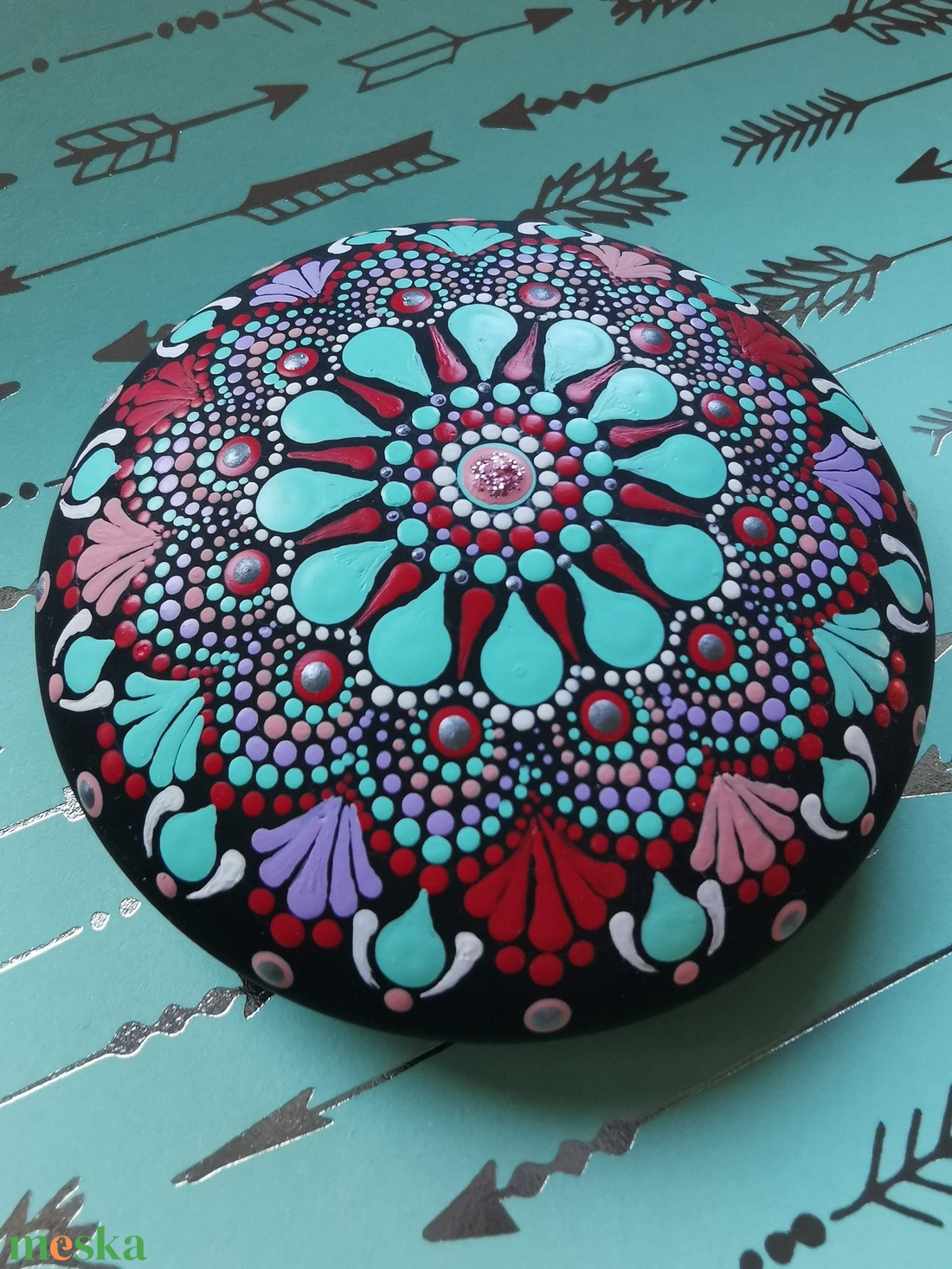 Gipszre festett nagy mandala kő - Türkiz-piros - otthon & életmód - dekoráció - spiritualitás - mandala - Meska.hu Gipszre festett nagy mandala kő - Türkiz-piros - otthon & életmód - dekoráció - spiritualitás - mandala - Meska.hu