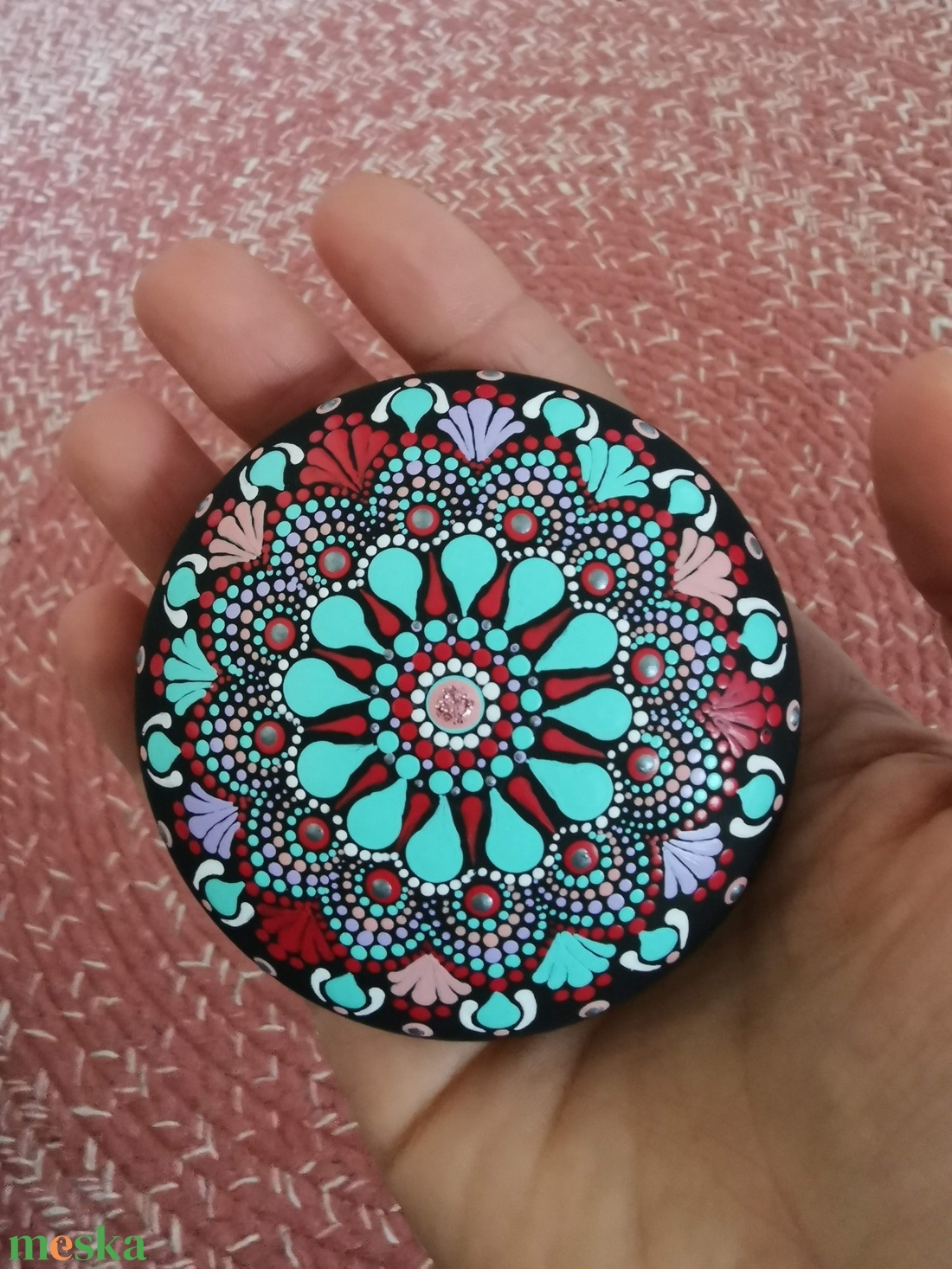 Gipszre festett nagy mandala kő - Türkiz-piros - otthon & életmód - dekoráció - spiritualitás - mandala - Meska.hu Gipszre festett nagy mandala kő - Türkiz-piros - otthon & életmód - dekoráció - spiritualitás - mandala - Meska.hu