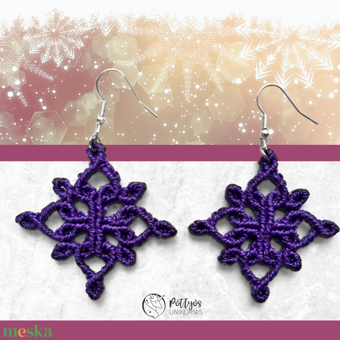 Mikromakramé fülbevaló pár - Mandala - ékszer - fülbevaló - lógó fülbevaló - Meska.hu Mikromakramé fülbevaló pár - Mandala - ékszer - fülbevaló - lógó fülbevaló - Meska.hu