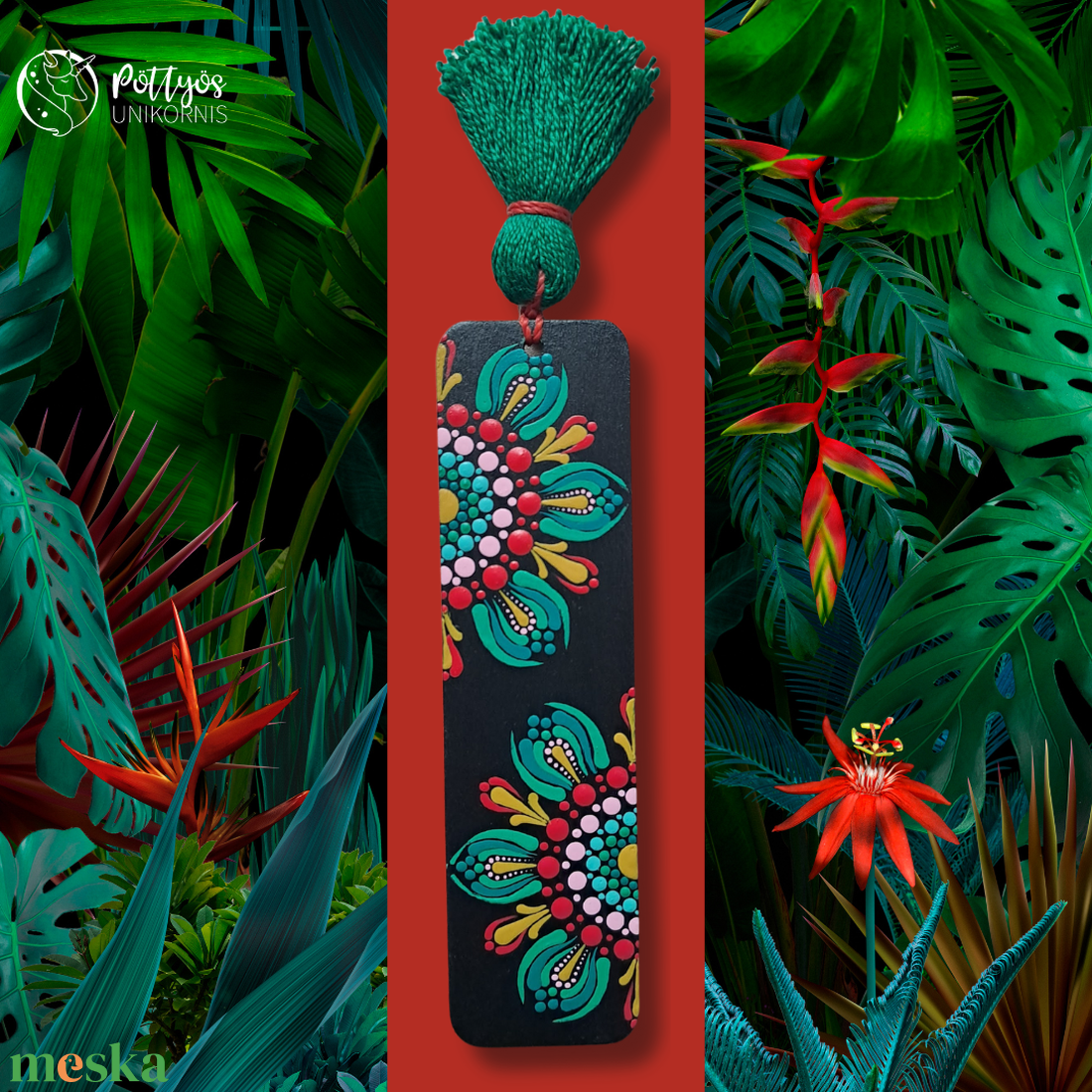 Fa alapra festett mandala könyvjelző - 12x3 cm - Jungle - könyv & zene - könyvjelző - Meska.hu Fa alapra festett mandala könyvjelző - 12x3 cm - Jungle - könyv & zene - könyvjelző - Meska.hu
