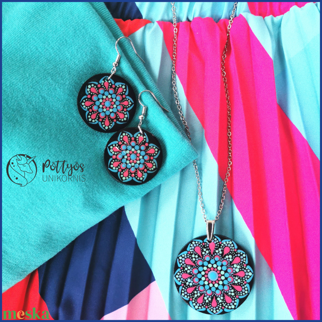 Többféle fa medál + fülbevaló szett - Zöld-narancssárga/ Rózsaszín-kék/ Mályva választható variációkban - ékszer - ékszerszett - Meska.hu