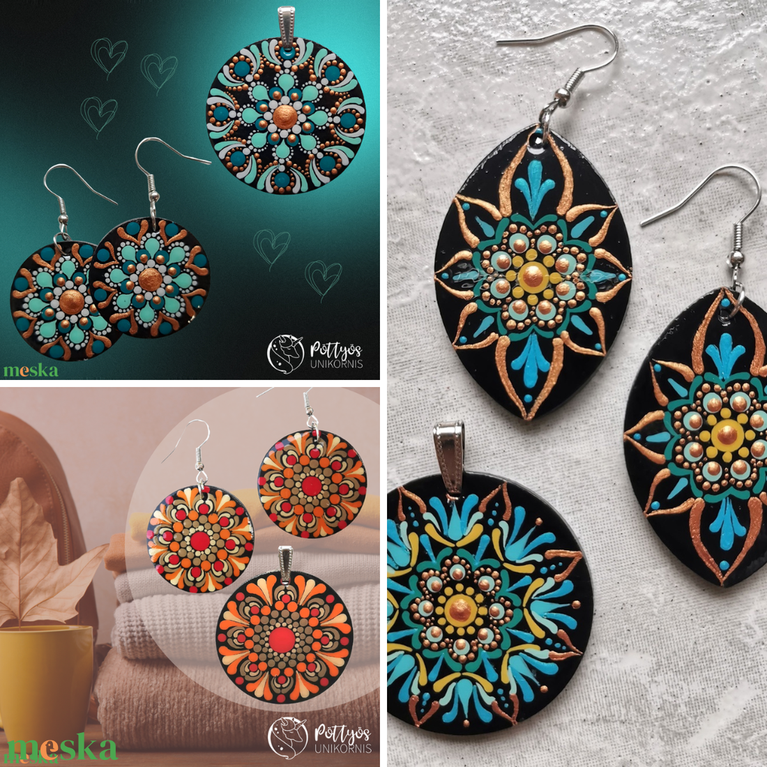 Többféle fa medál + fülbevaló szett - Türkiz/Narancs/Kék választható variációkban - ékszer - ékszerszett - Meska.hu