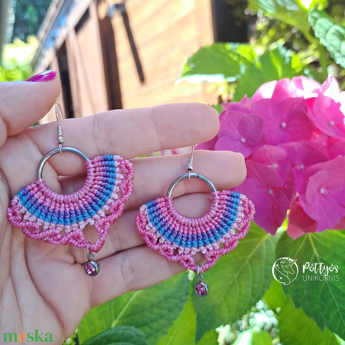 Többféle mikromakramé fülbevaló - választható színvariációkban - ékszer - fülbevaló - lógó fülbevaló - Meska.hu
