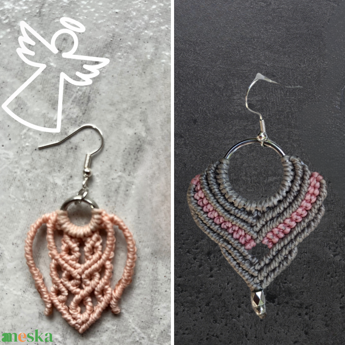 Többféle mikromakramé fülbevaló - választható színvariációkban - ékszer - fülbevaló - lógó fülbevaló - Meska.hu