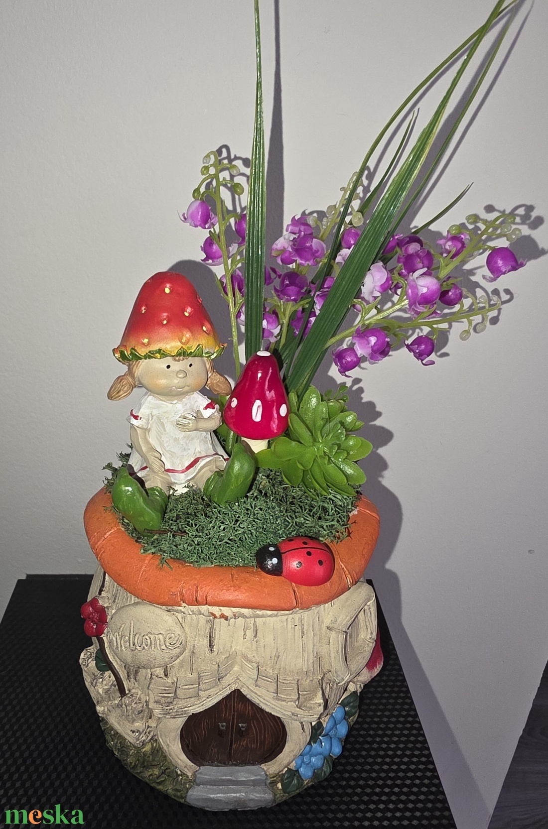 Tavaszi Tündérkert � Gombaházas kaspóban asztaldísz - otthon & életmód - dekoráció - asztal és polc dekoráció - asztaldísz - Meska.hu