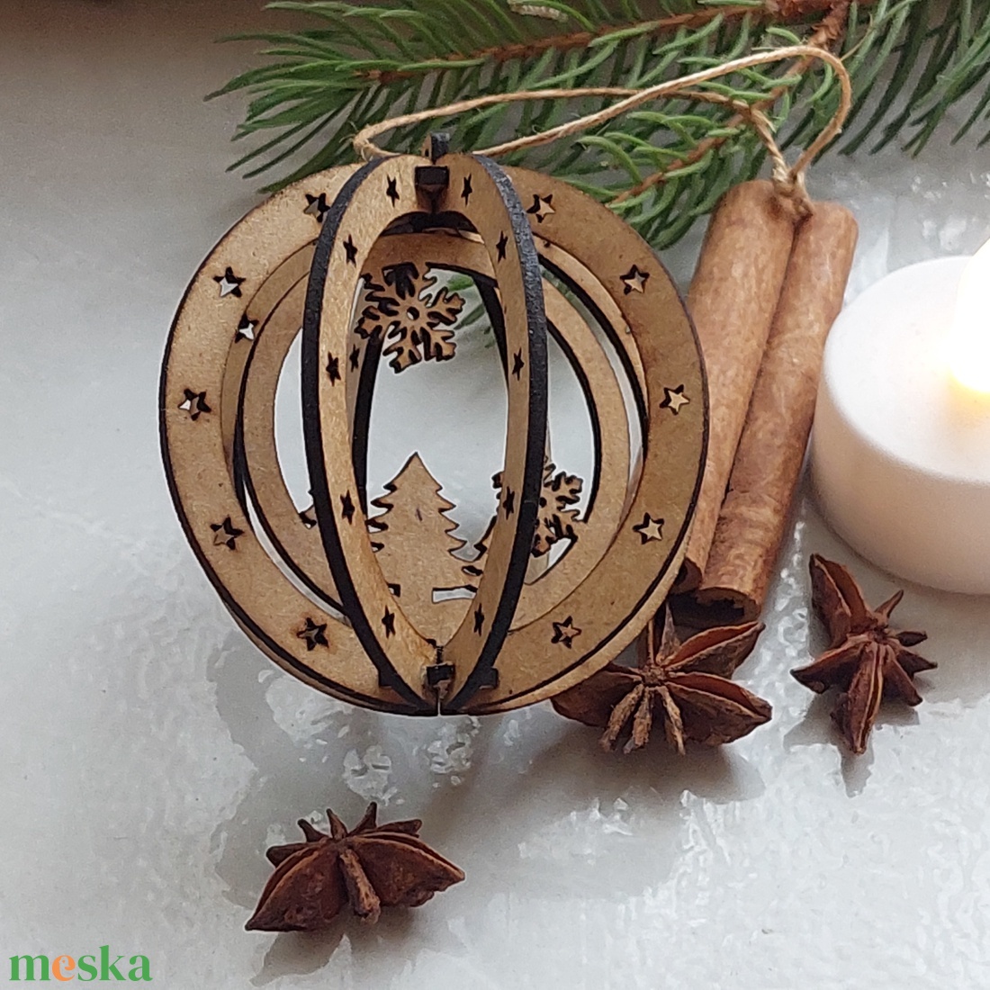 Fa karácsonyfadísz,dekoráció - karácsony - karácsonyi lakásdekoráció - karácsonyfadíszek - Meska.hu