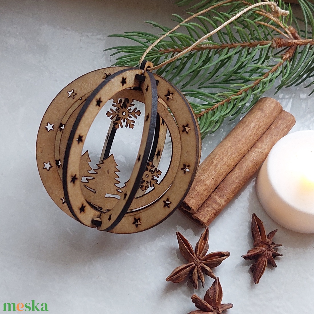 Fa karácsonyfadísz,dekoráció - karácsony - karácsonyi lakásdekoráció - karácsonyfadíszek - Meska.hu