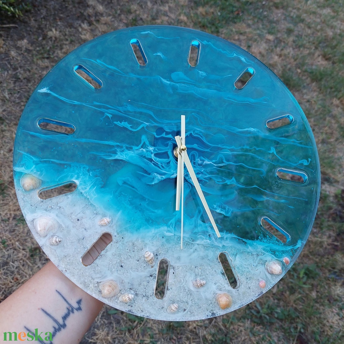 Tengeres epoxy falióra - otthon & életmód - dekoráció - fali és függő dekoráció - falióra & óra - Meska.hu