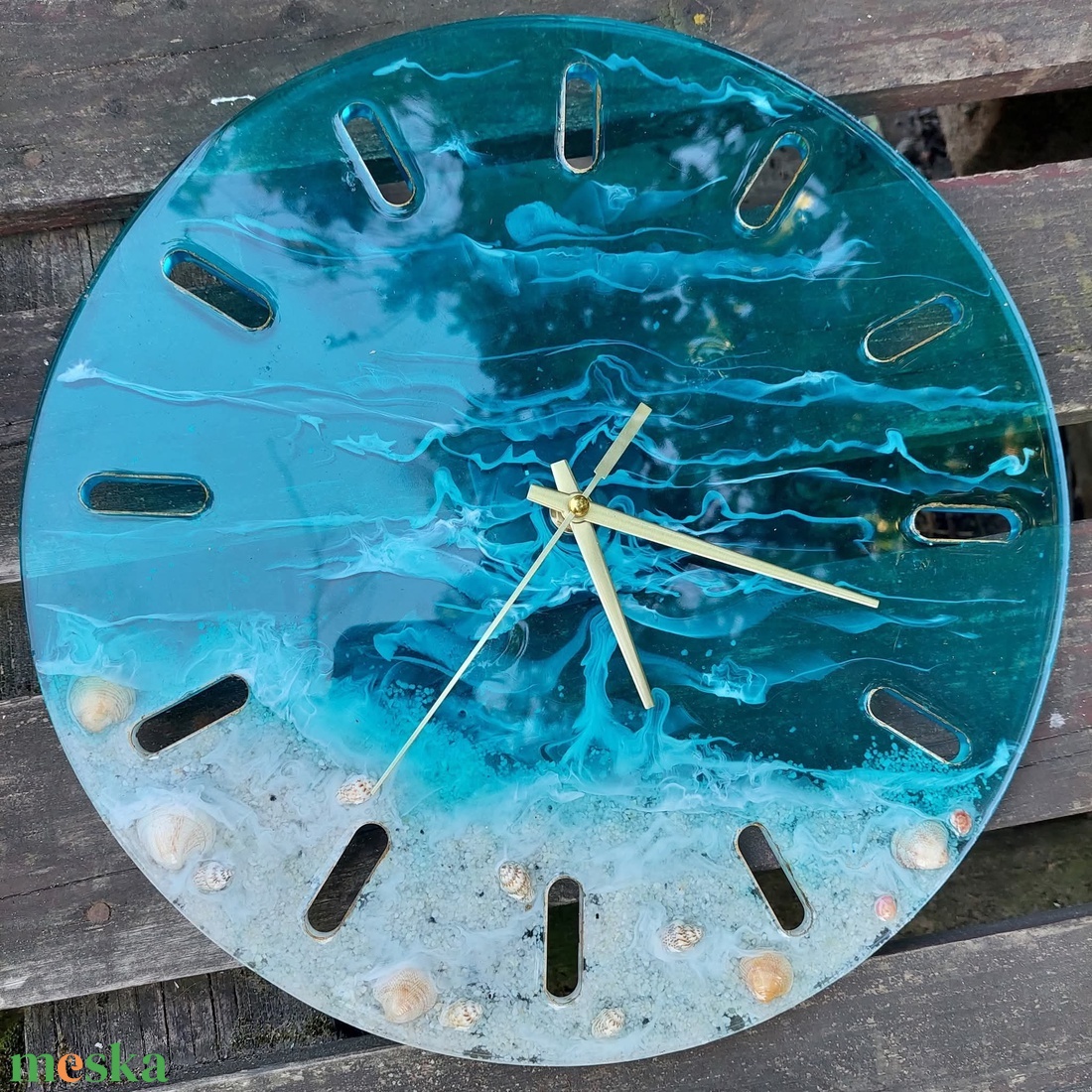 Tengeres epoxy falióra - otthon & életmód - dekoráció - fali és függő dekoráció - falióra & óra - Meska.hu