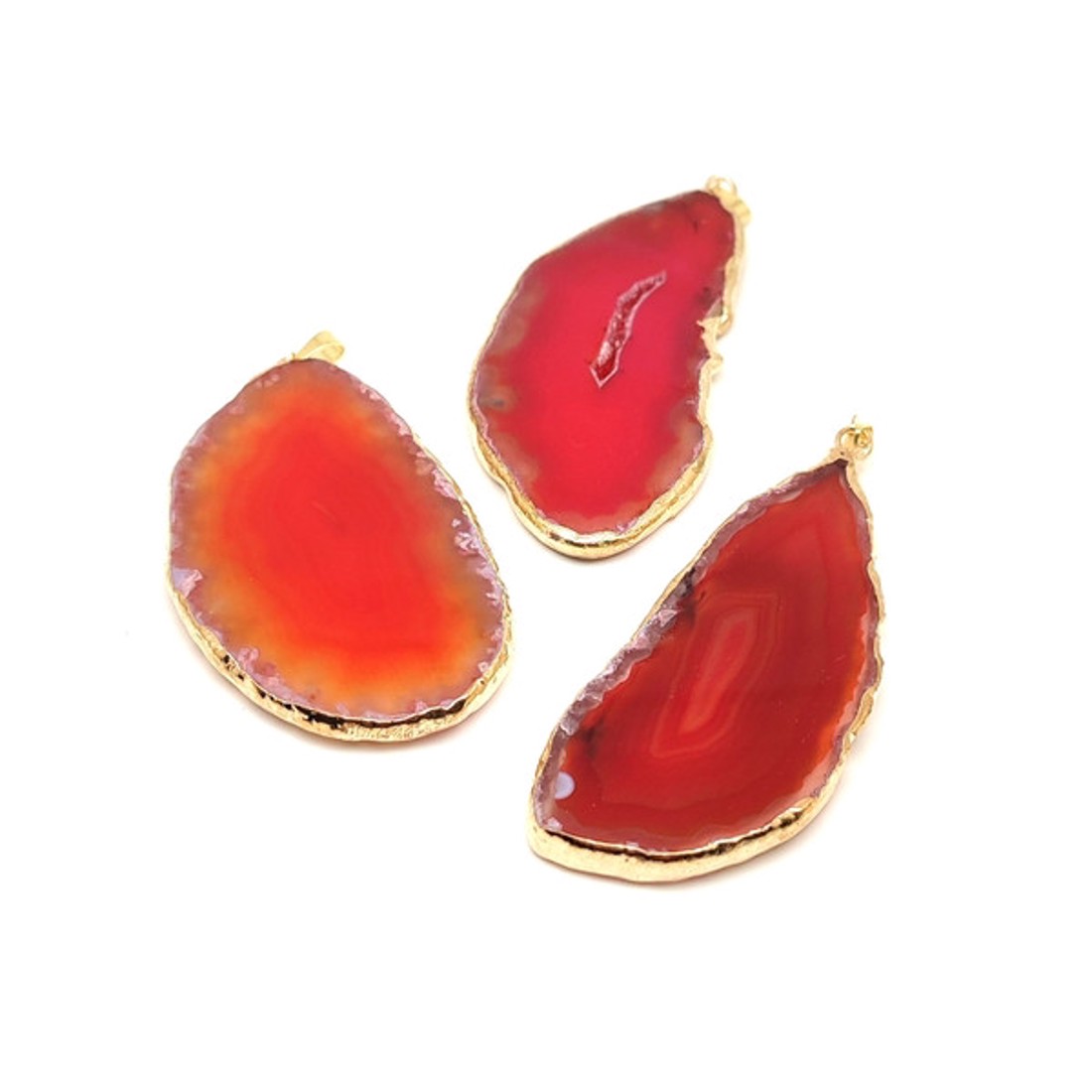 Szenvedély piros achát lap medál arany színű foglalattal 25x40�70mm - ékszer - nyaklánc - medál - Meska.hu