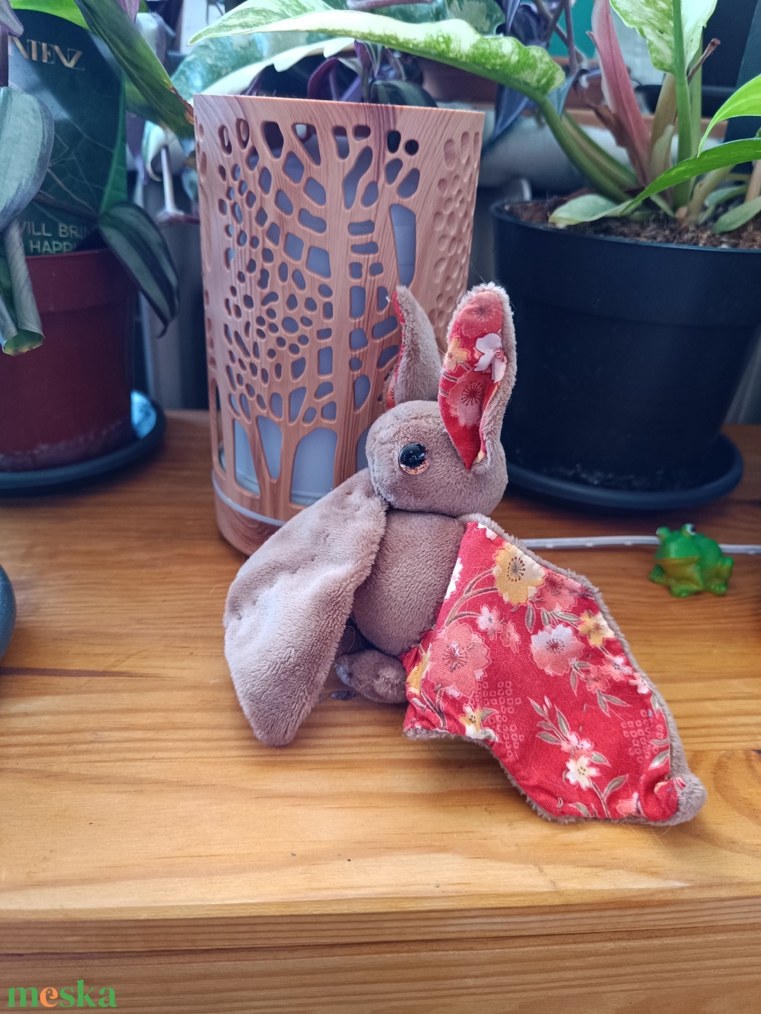 Apró plüss denevér barna, piros mintás szárnnyal - játék & sport - plüssállat & játékfigura - más figura - Meska.hu