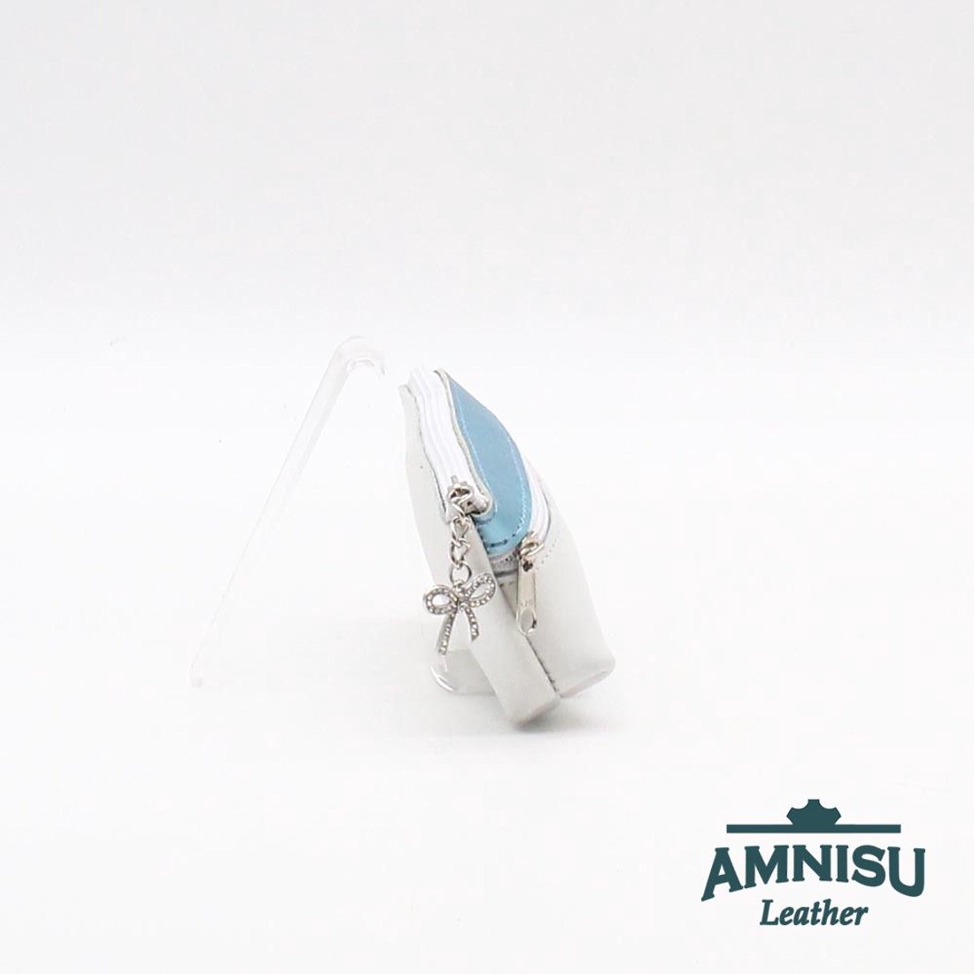 Fehér - metálkék kettő cipzáras kulcstartó - LIMITÁLT B3002 - táska & tok - kulcstartó & táskadísz - kulcstartó - Meska.hu