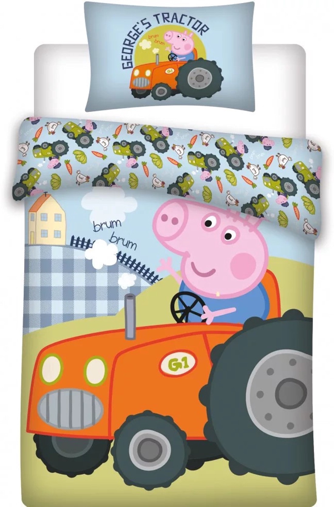 Peppa malac George's Tractor gyerek, ovis ágyneműhuzat  -  - Meska.hu