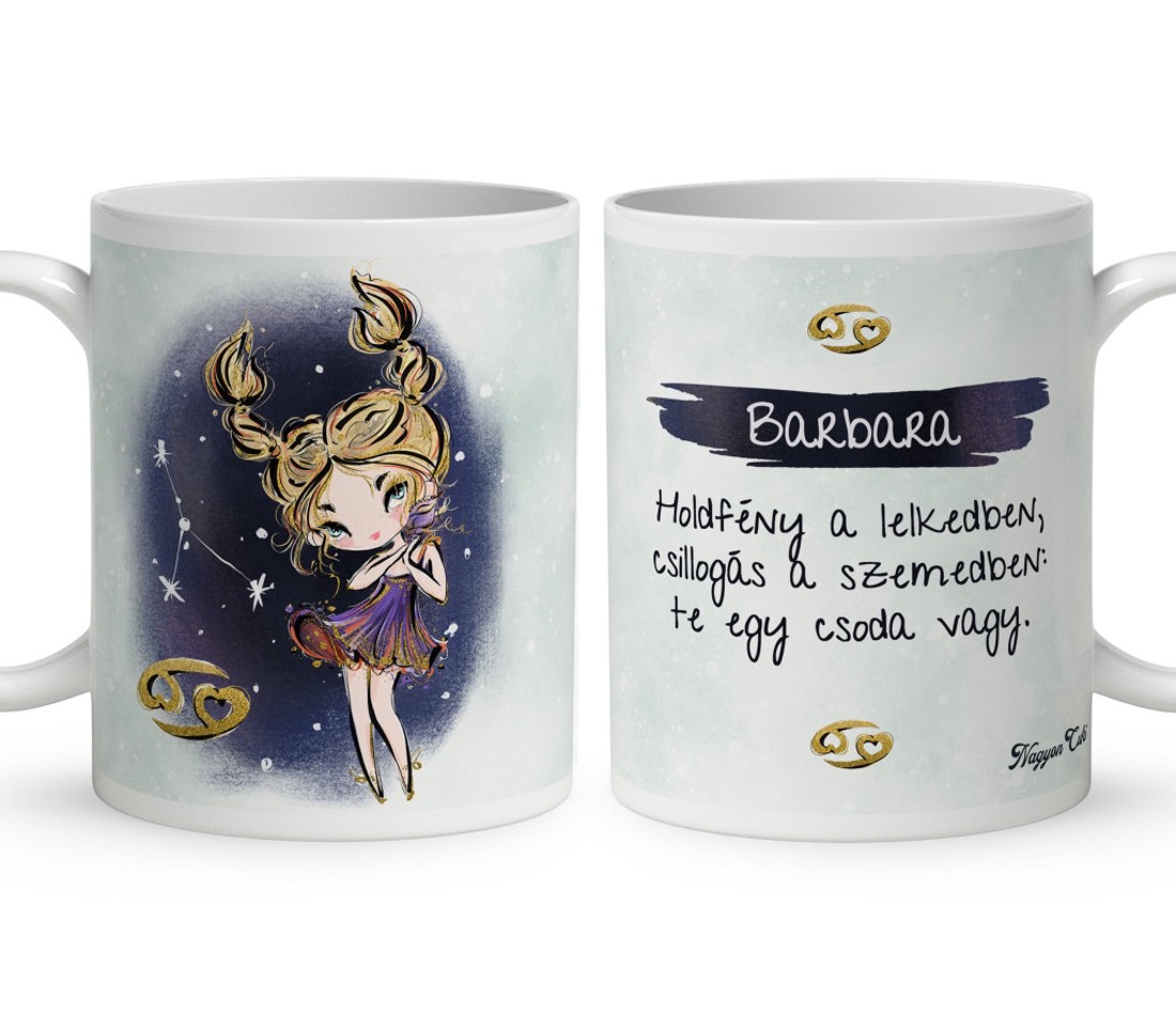 Személyre szabható - Szőke hajú Csini Rák lány mintás bögre - otthon & életmód - konyhafelszerelés, tálalás - tálalás - bögre & csésze - Meska.hu
