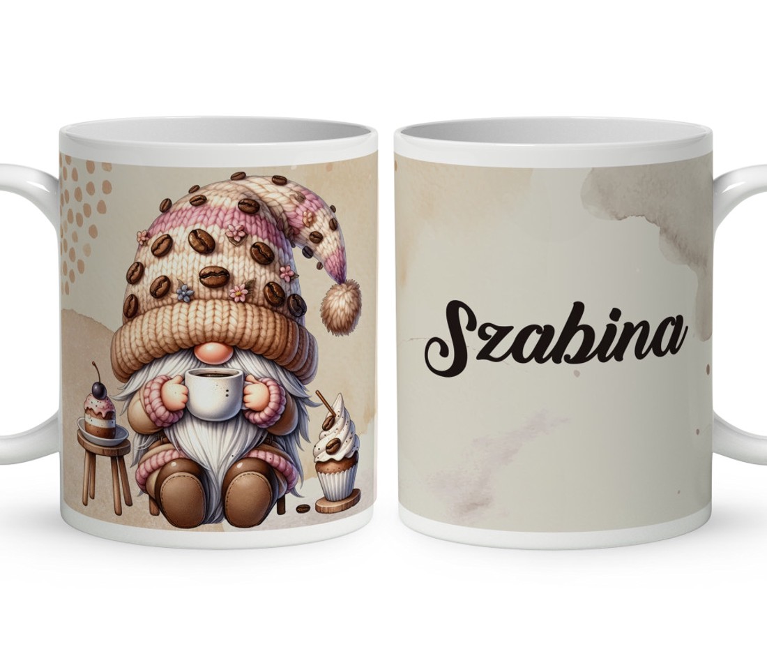 Névvel kérhető - Kávés manó sütikével mintás bögre - otthon & életmód - konyhafelszerelés, tálalás - tálalás - bögre & csésze - Meska.hu