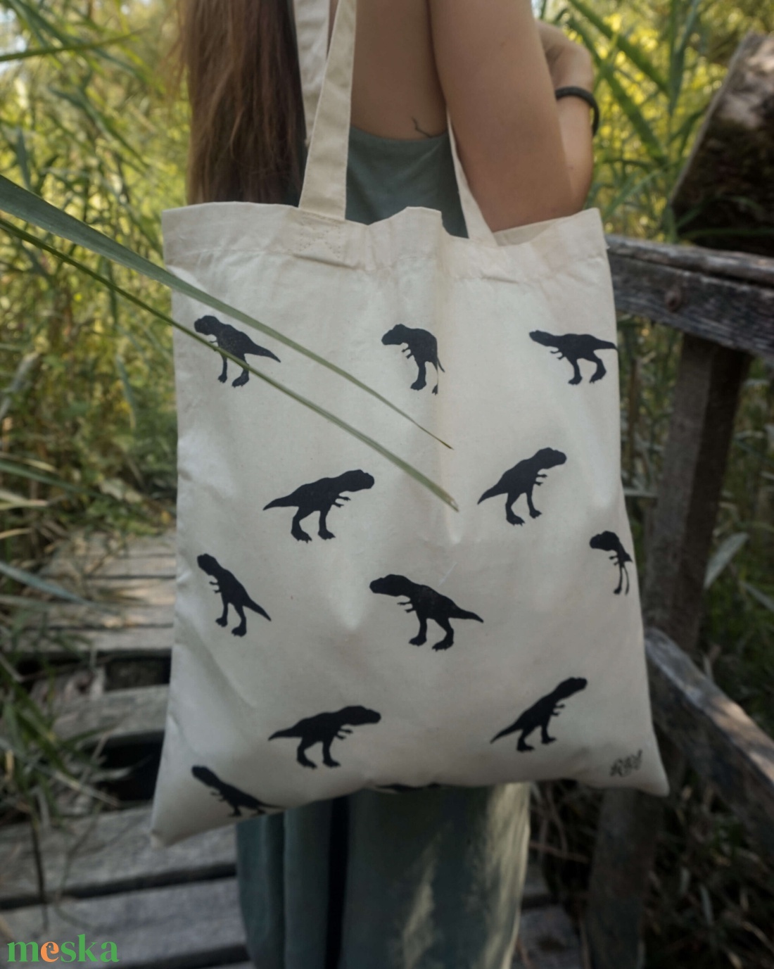 t-rex mintás vászontáska - táska & tok - bevásárlás & shopper táska - shopper, textiltáska, szatyor - Meska.hu