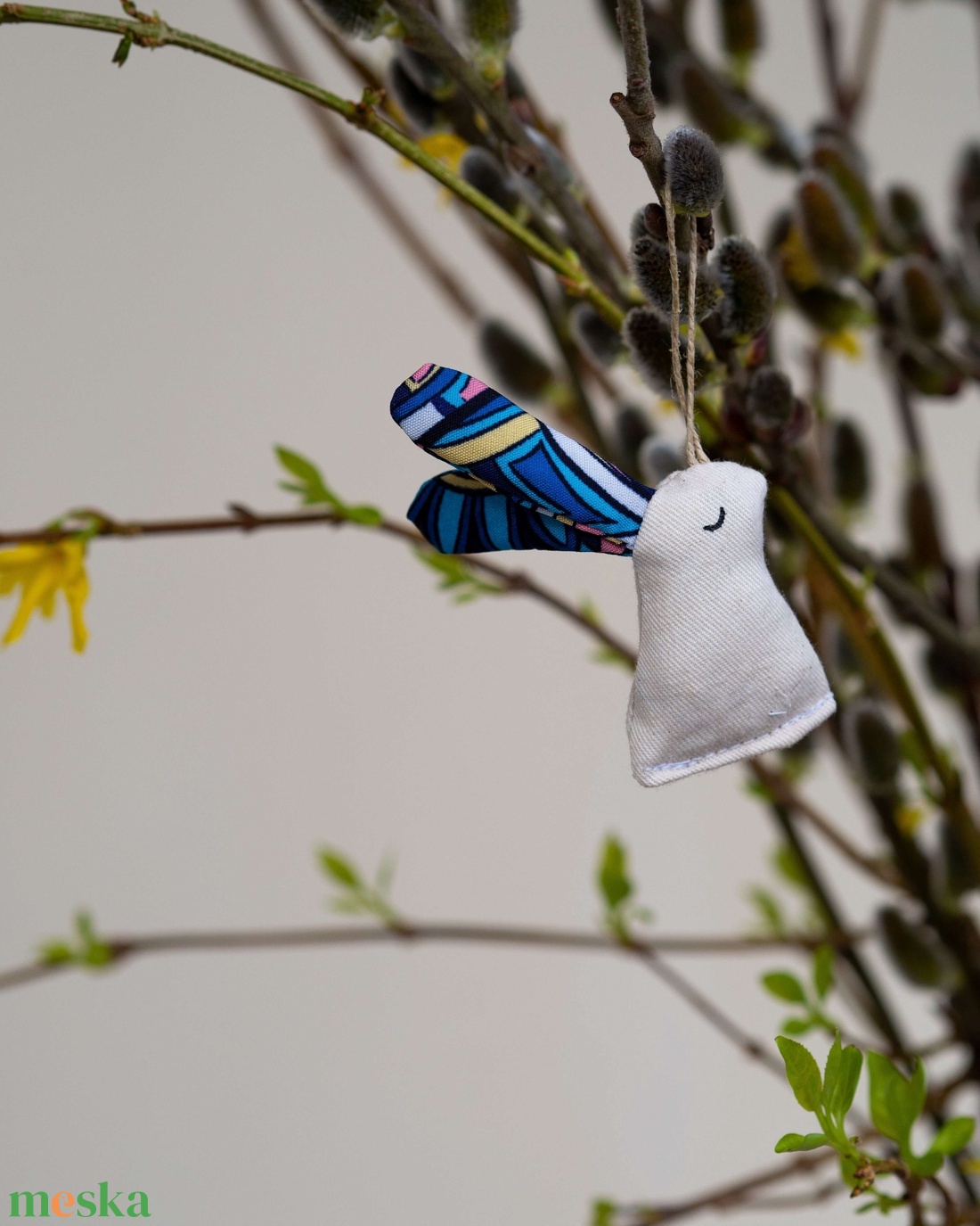 kék mintás fülű nyuszi - otthon & életmód - dekoráció - fali és függő dekoráció - függődísz - Meska.hu