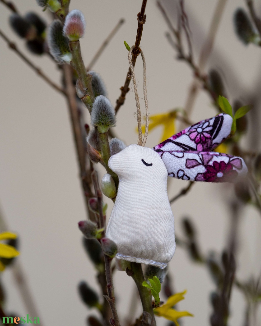 bordó virágos fülű nyuszi - otthon & életmód - dekoráció - fali és függő dekoráció - függődísz - Meska.hu