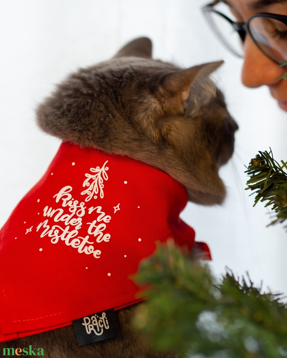 kiss me under the mistletoe kutya/cica kendő - otthon & életmód - kisállatoknak - kutyáknak - kutya ruházat - Meska.hu