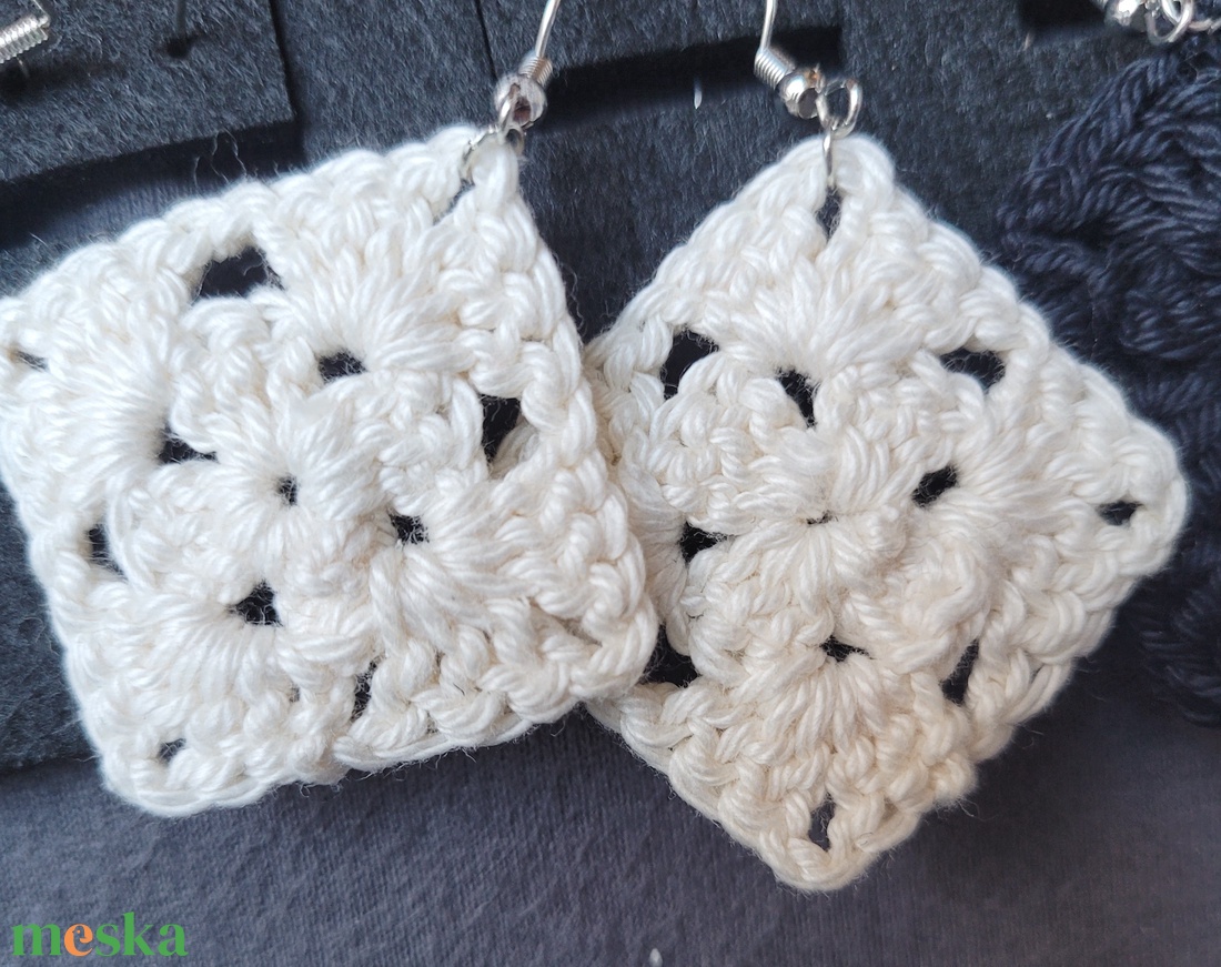 Nagy négyszög fülbevaló - ékszer - fülbevaló - lógó fülbevaló - Meska.hu