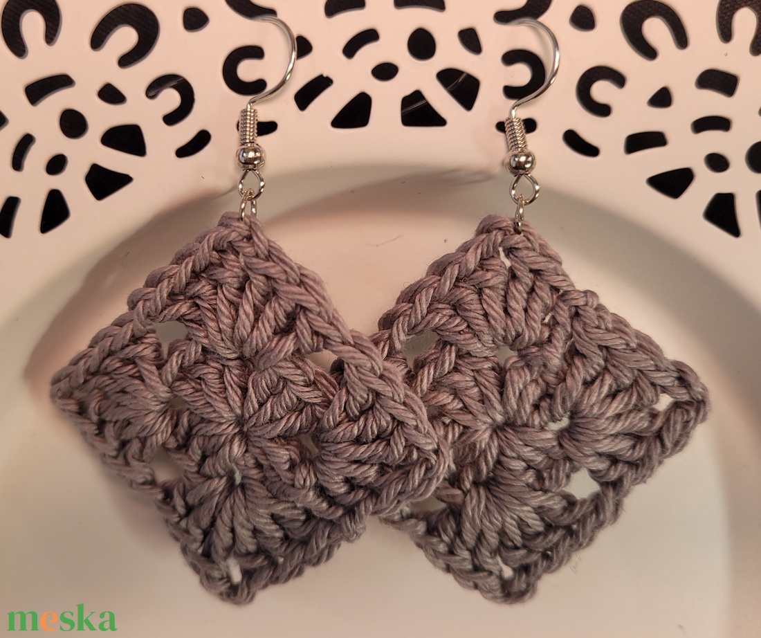 Nagy négyszög fülbevaló - ékszer - fülbevaló - lógó fülbevaló - Meska.hu