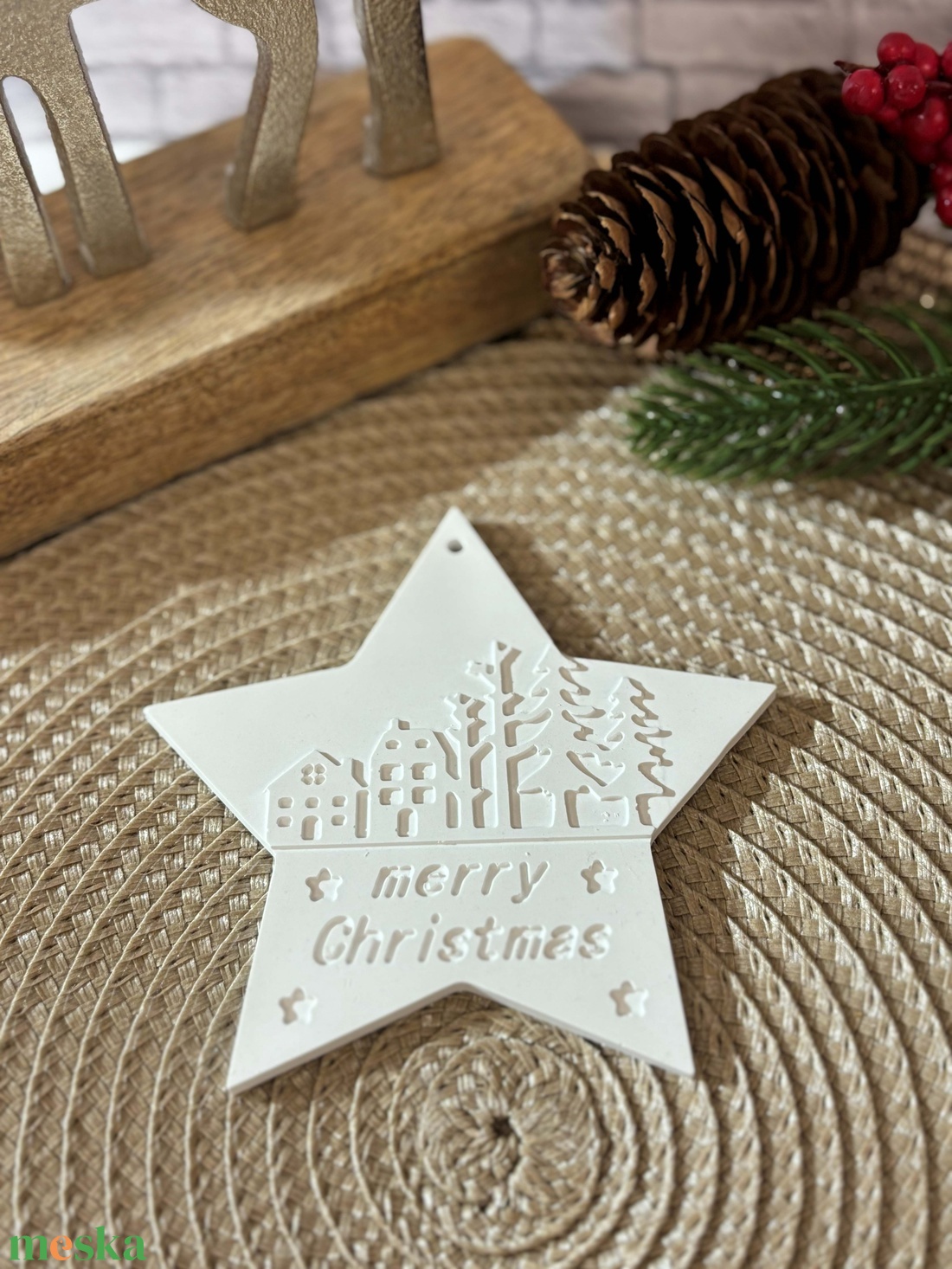 Gipsz - Cement Karácsonyfadísz 4 db/csomag - karácsony - karácsonyi lakásdekoráció - karácsonyfadíszek - Meska.hu