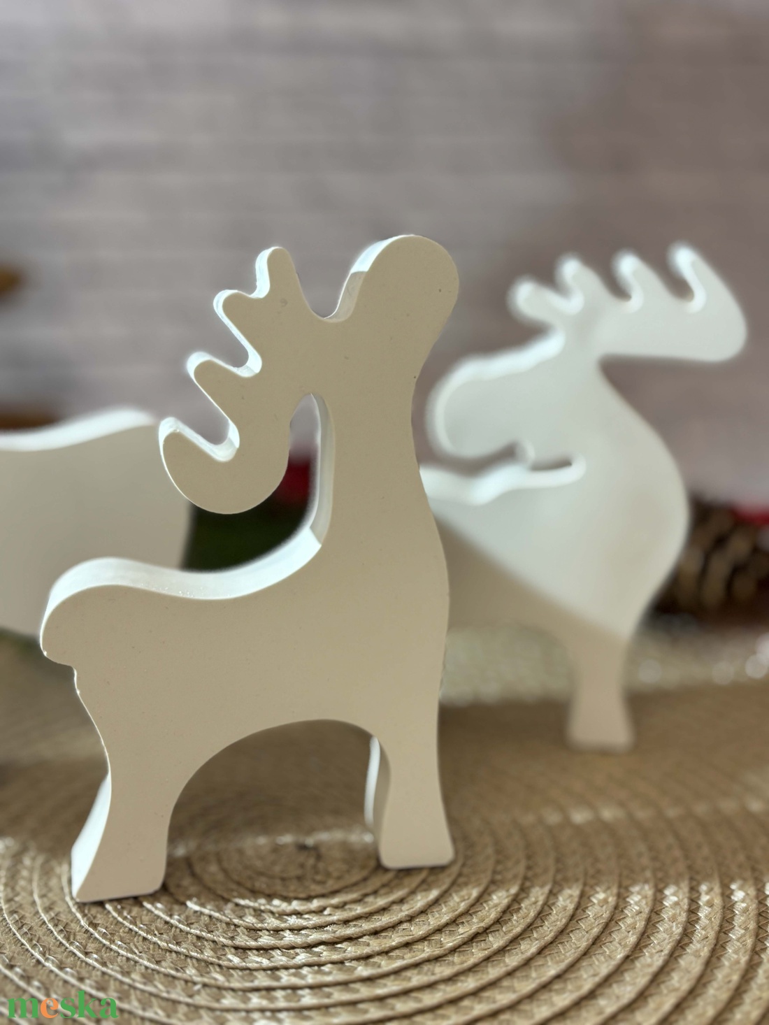 Gipsz - Cement Rénszarvasok 3 db/szett - karácsony - karácsonyi lakásdekoráció - karácsonyi falu, házikó - Meska.hu