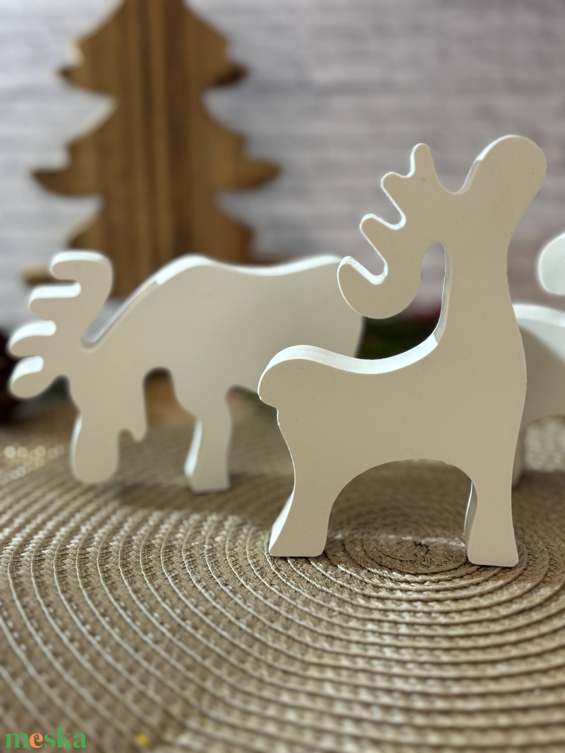 Gipsz - Cement Rénszarvasok 3 db/szett - karácsony - karácsonyi lakásdekoráció - karácsonyi falu, házikó - Meska.hu