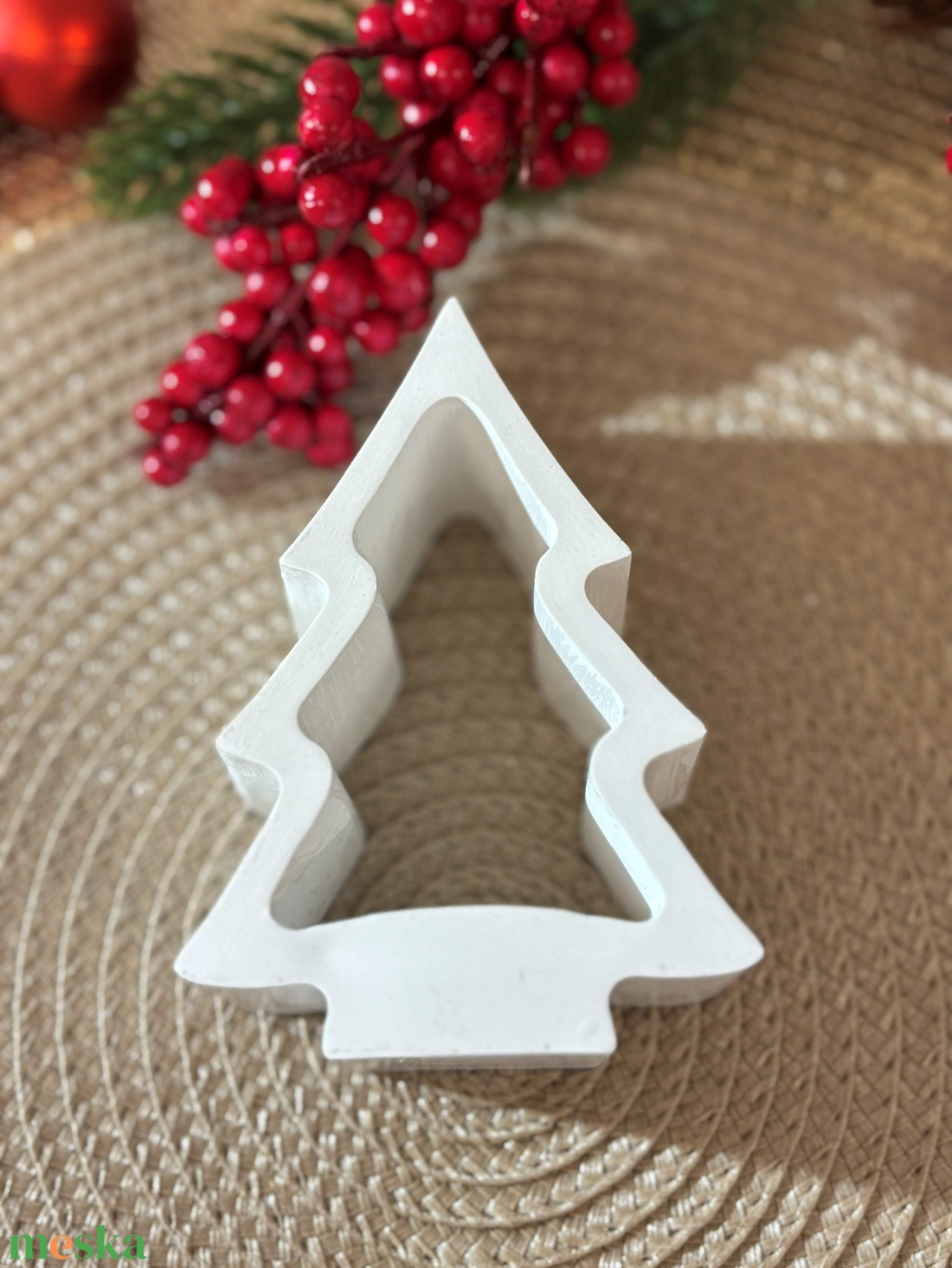 Gipsz - Cement Fenyő alakú mécsestartó - álló - karácsony - karácsonyi lakásdekoráció - ünnepi asztaldekoráció - Meska.hu