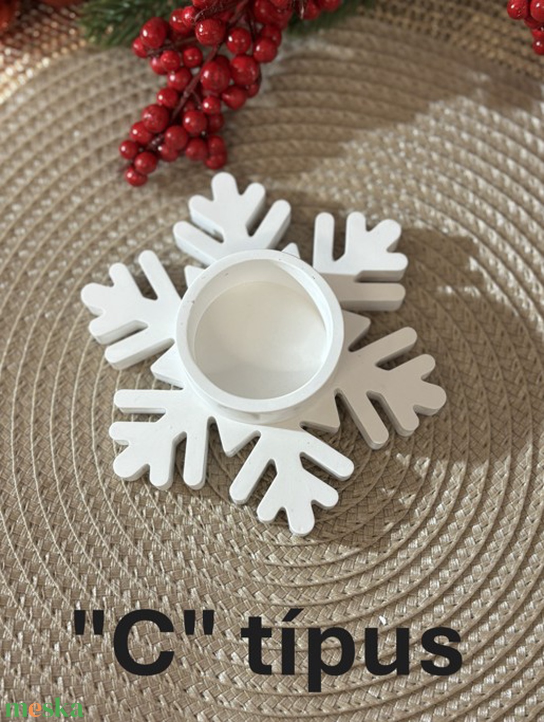 Gipsz - Cement Hópihe alakú mécsestartó - többféle - karácsony - karácsonyi lakásdekoráció - ünnepi asztaldekoráció - Meska.hu