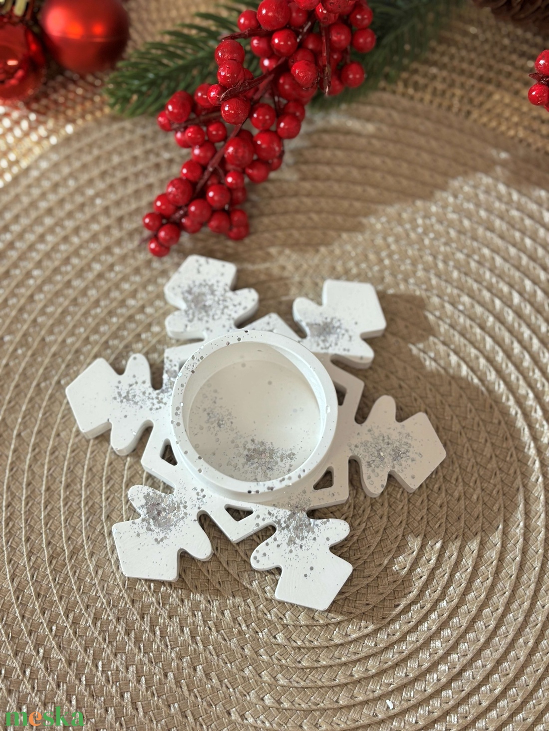 Gipsz - Cement Hópihe alakú mécsestartó - többféle - karácsony - karácsonyi lakásdekoráció - ünnepi asztaldekoráció - Meska.hu