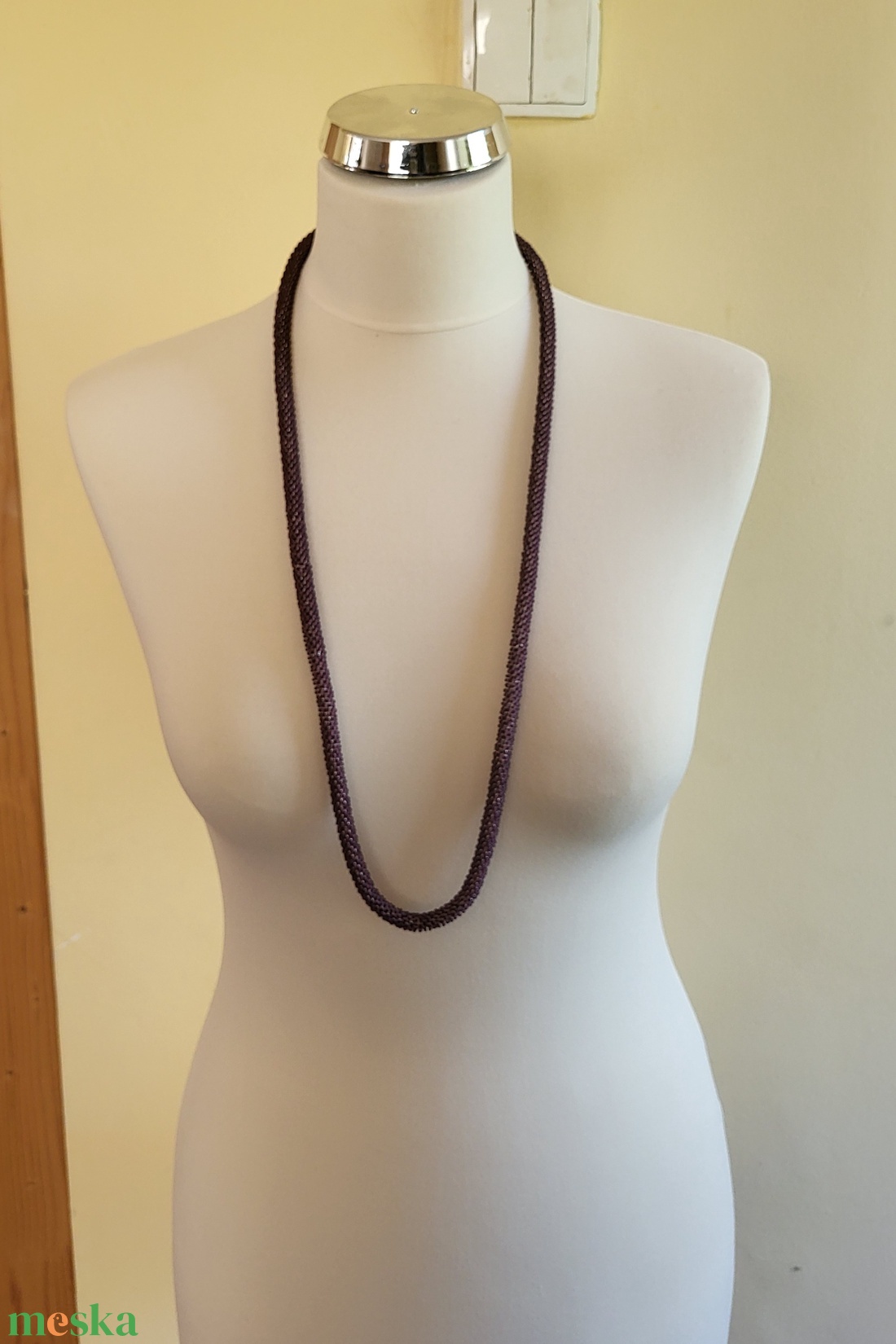 Lila gyöngy kötél - ékszer - nyaklánc - hosszú nyaklánc - Meska.hu