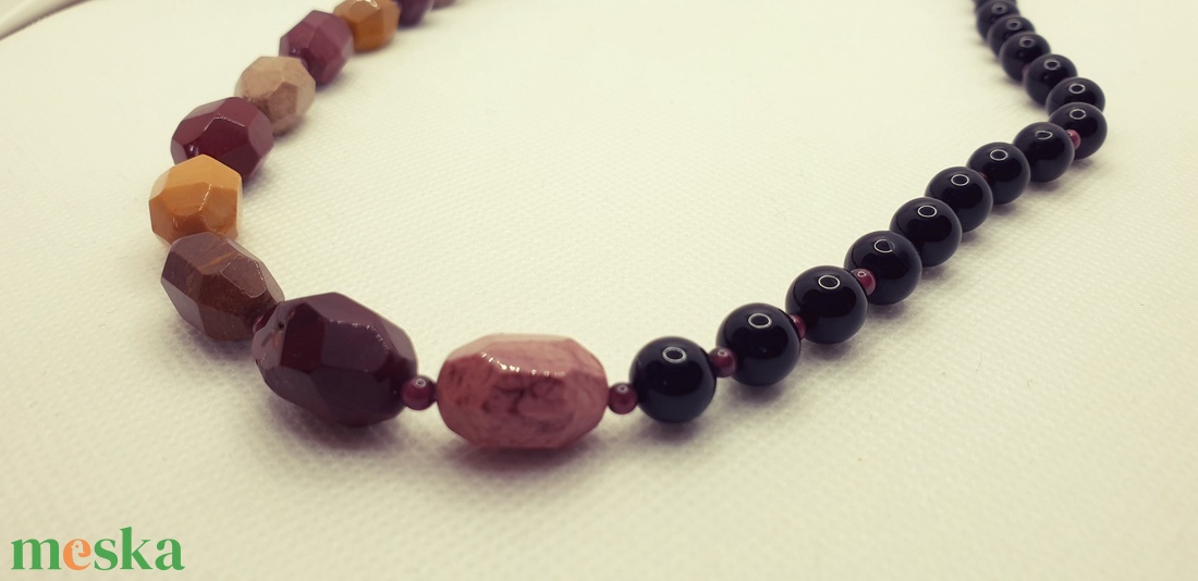 Ónix es achát nyaklánc  - ékszer - nyaklánc - statement nyaklánc - Meska.hu