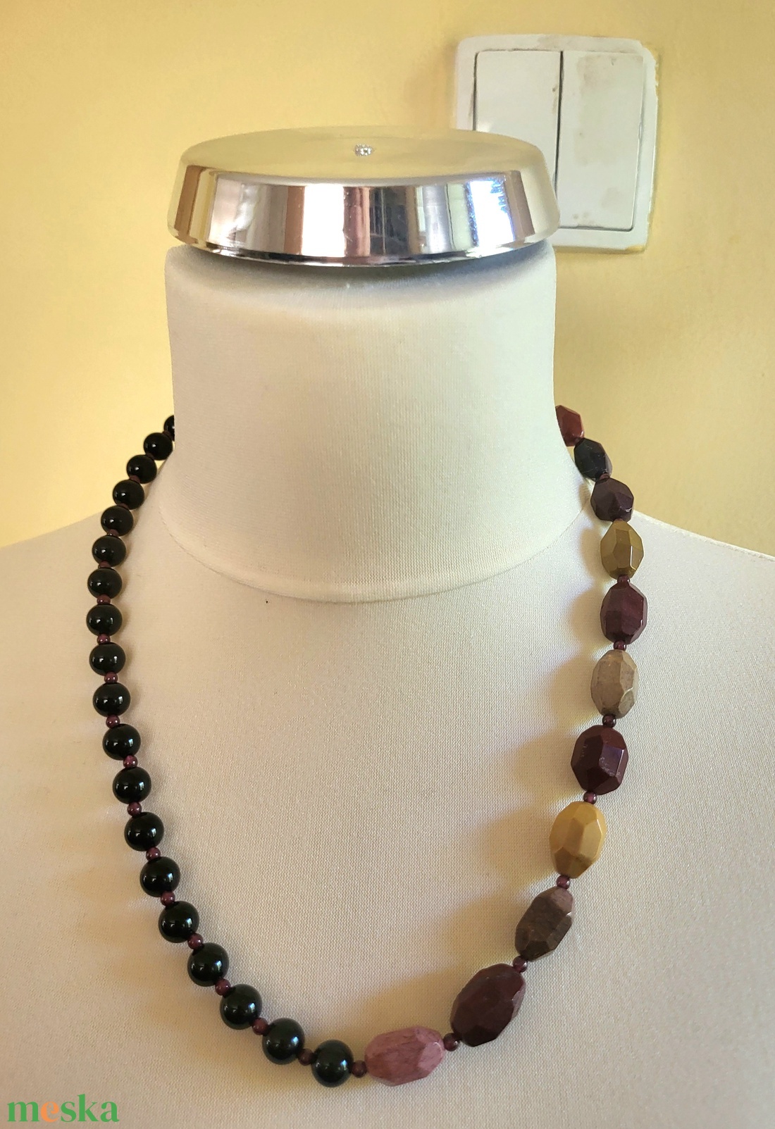 Ónix es achát nyaklánc  - ékszer - nyaklánc - statement nyaklánc - Meska.hu