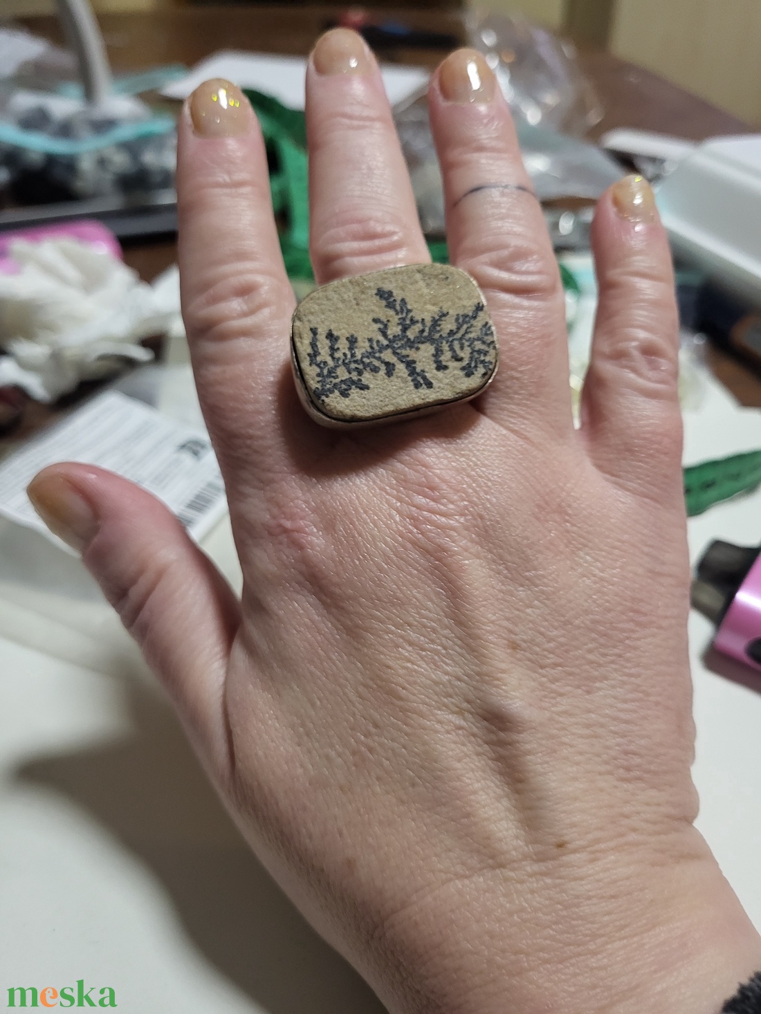 Dendrit achát gyűrű - ékszer - gyűrű - statement gyűrű - Meska.hu