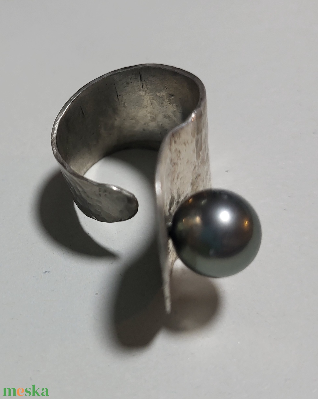 Tahiti gyöngy és ezüst gyűrű - ékszer - gyűrű - statement gyűrű - Meska.hu