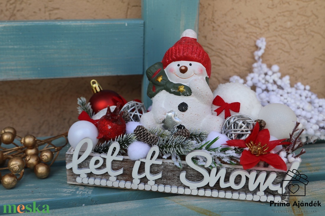 Let it snow hóemberes asztaldísz - karácsony - adventi díszek - adventi asztaldísz - Meska.hu