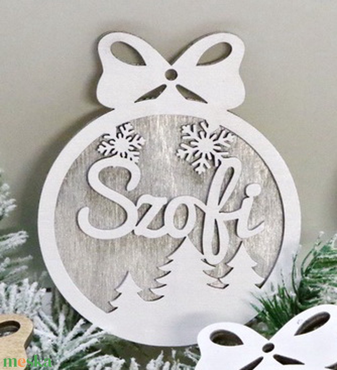 2 db-os névre szóló karácsonyfadísz szett - karácsony - karácsonyi lakásdekoráció - karácsonyfadíszek - Meska.hu