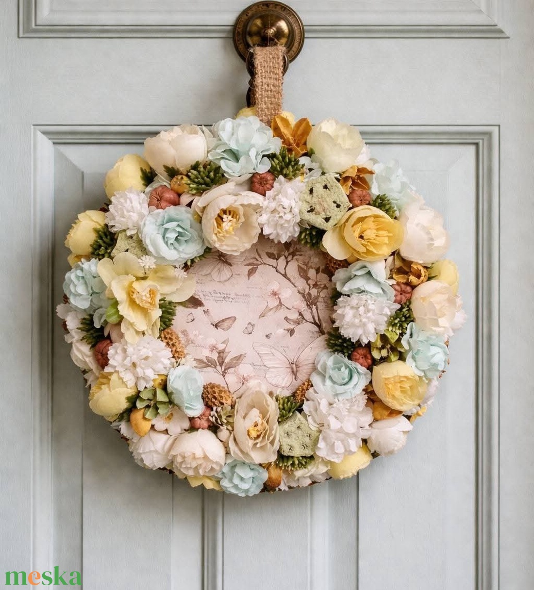 Üde tavaszi ajtódísz  - otthon & életmód - virágdekoráció - virágdíszek - dekor koszorúk, kopogtatók - Meska.hu