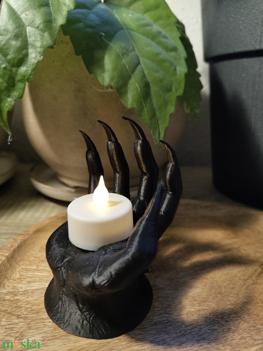 Halloweeni Boszorkánykéz 3D Nyomtatott LED Mécsestartó - otthon & életmód - dekoráció - halloween - halloweeni lámpás - Meska.hu