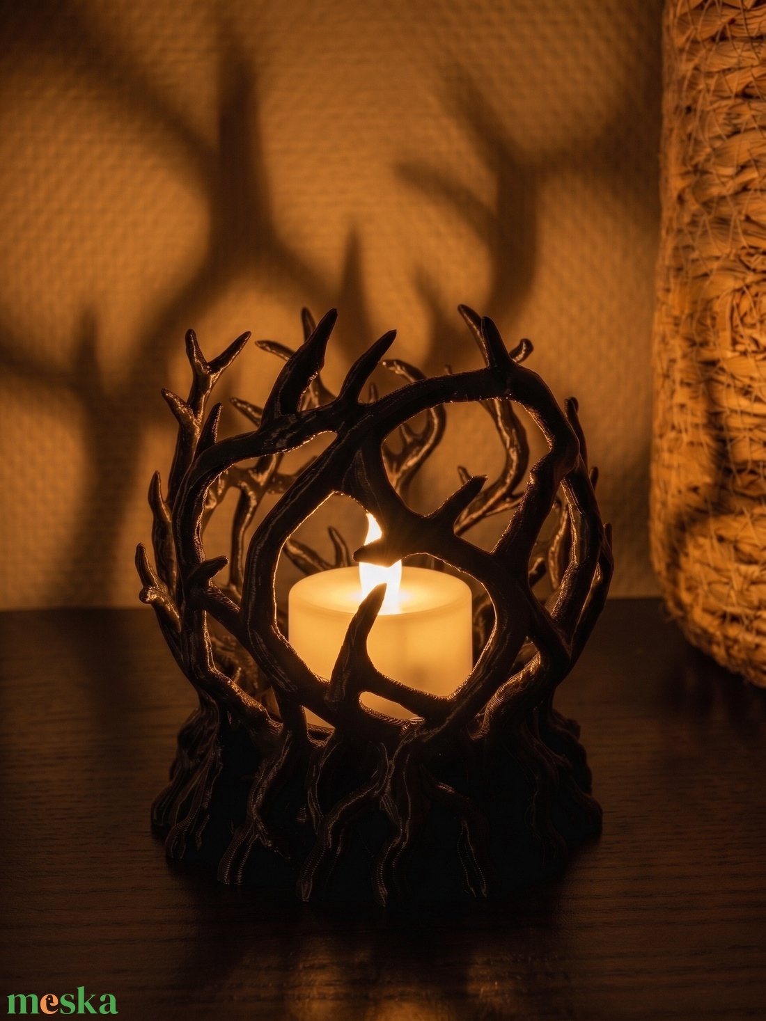 Halloweeni Tüskés Fészek 3D Nyomtatott LED Mécsestartó - otthon & életmód - dekoráció - halloween - halloweeni lámpás - Meska.hu