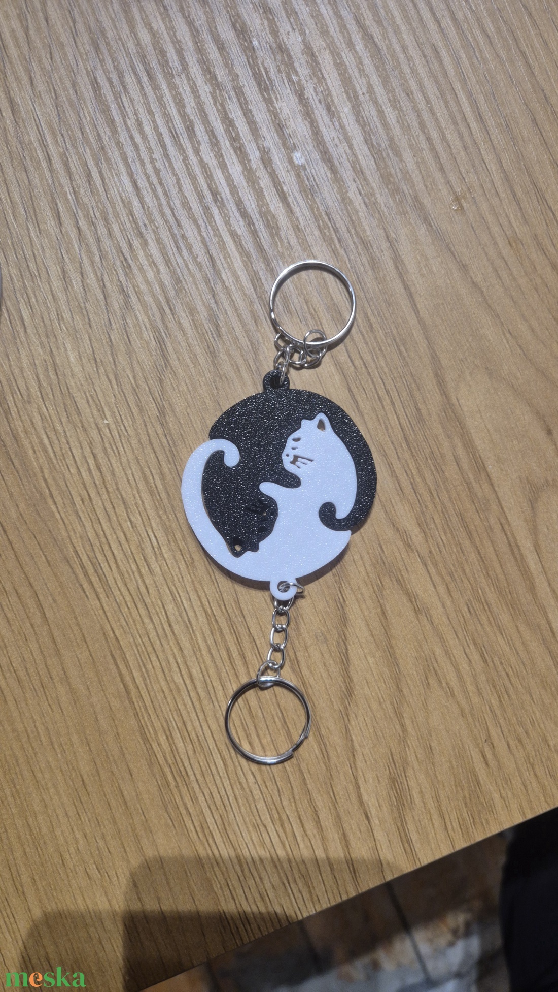 Yin-Yang Cica Páros Kulcstartó - Szívvé összeálló (2 db) - táska & tok - kulcstartó & táskadísz - kulcstartó - Meska.hu