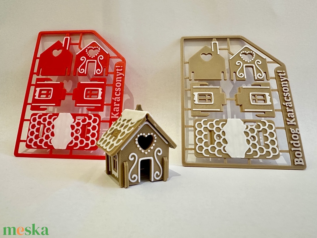 Csináld magad mézeskalács házikó dísz - karácsony - karácsonyi ajándékozás - karácsonyi képeslap, üdvözlőlap, ajándékkísérő - Meska.hu