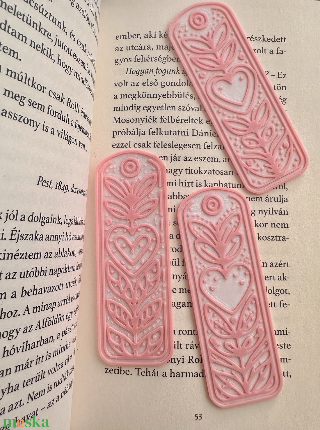 Szíves könyvjelző szett (3 db) - könyv & zene - könyvjelző - Meska.hu