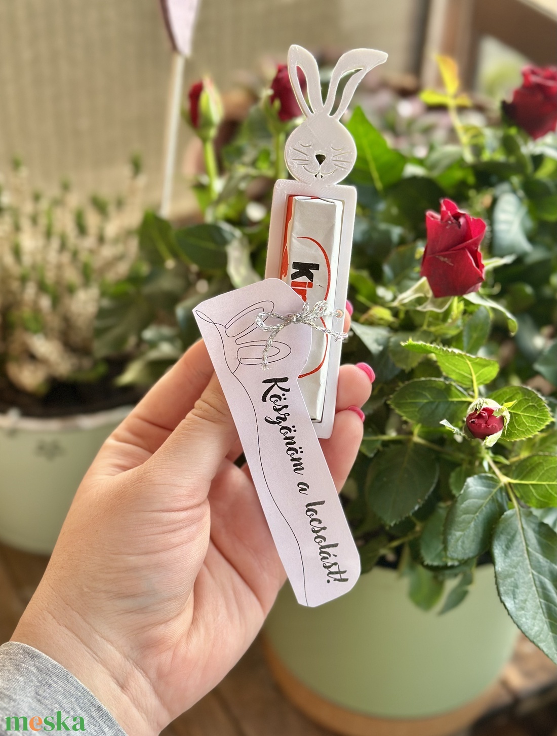 Nyuszis csokitartó - otthon & életmód - papír, írószer - ajándékozás kellékei - ajándékkísérő - Meska.hu